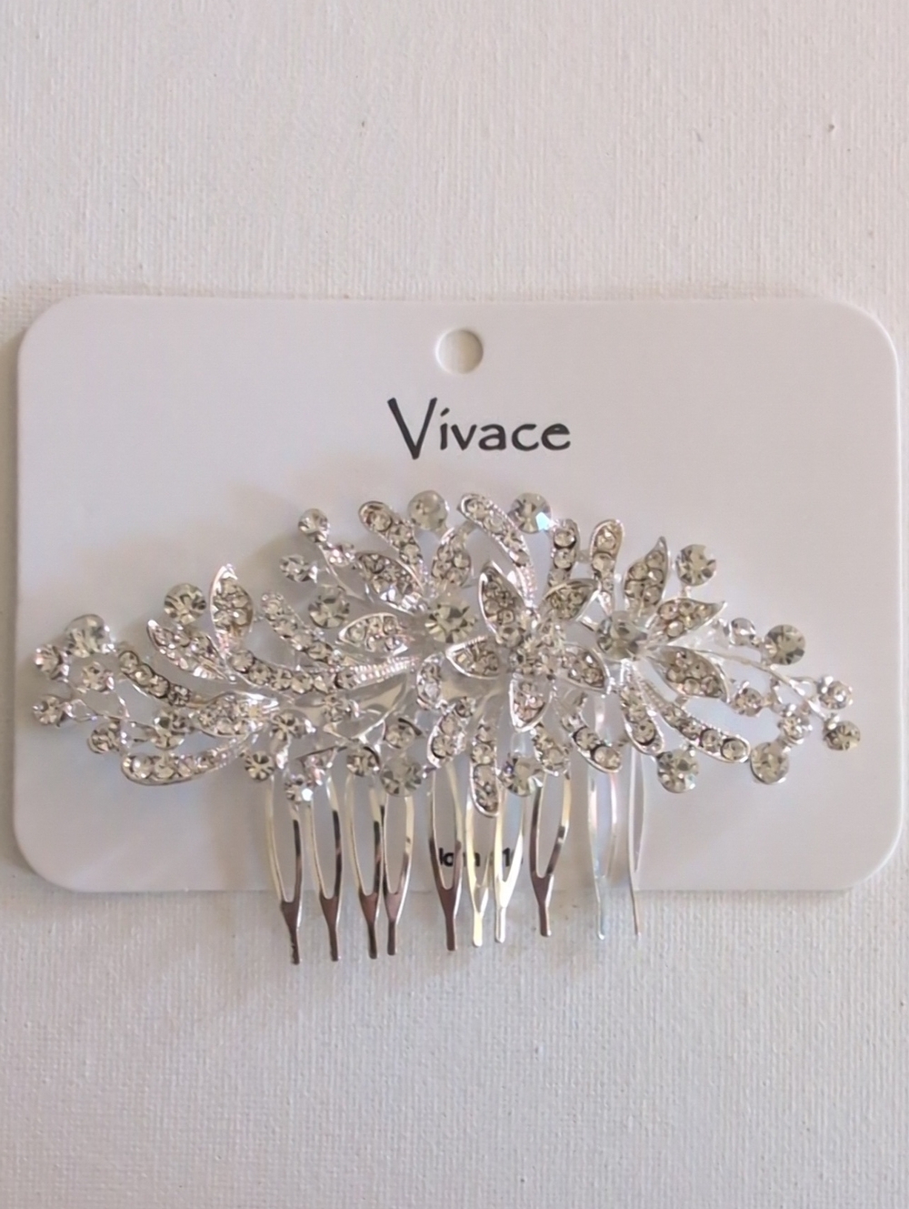 Silver Crystal Floral Hair Comb